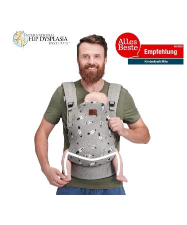Ergonomic Children's Power Baby Carrier Milo - Back & Belly Carrier for Infants & Toddlers | Lightweight Cotton Gray 3 Months to 20 kg - Buy Online on GoSupps.com