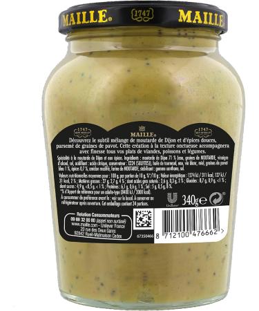 Maille Fine Gourmets Speciality Mustard Tip of Spices Jar Generous and Smooth Texture 340g - Buy Online on GoSupps.com