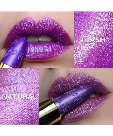 Oulac Metallic Gloss Lipstick - Long-Lasting Violet Glitter Creamy Vegan Formula 3D Shine 4.3g - Royal Sash Purple (16) - Buy Online on GoSupps.com