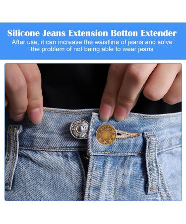 8 Pcs Button Waist Extender Set for Jeans, Trousers, Pants, Shirts | Adjustable Elastic Collar Extenders, Stainless Steel | Silver + Bronze - Add 1.4 inch - Buy Online on GoSupps.com