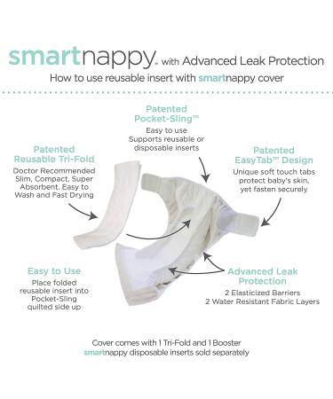 SmartNappy Reusable Inserts for by Amazing Baby Hybrid Diaper Cover  Set of 10  5 Tri-fold Inserts and 5 Boosters  Size 3-4  12-40 lbs Size 3 (10 Count) - Buy Online on GoSupps.com