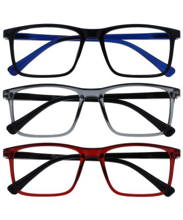 Opulize Ink 3 Pack Reading Glasses Large Black Grey Red Mens Womens Spring Hinges RRR4-17Z +2.50 +2.50 Magnification (Pack of 1) - Buy Online on GoSupps.com