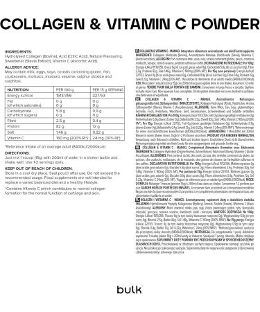 Bulk Collag ne et Vitamine C en Poudre Peptides de Collag ne Mangue 2 kg 132 portions - Buy Online on GoSupps.com