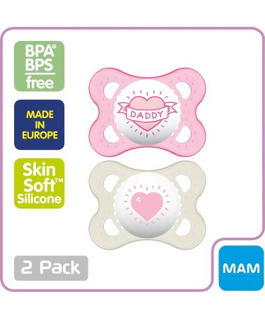 MAM Original Baby Pacifier Nipple | Promotes Healthy Oral Development | Sterilizer Case | Love & Affection/Girl | 0-6 Months | Pink/Beige | Pack of 2 - Buy Online on GoSupps.com