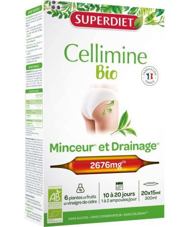 SUPERDIET CELLIMINE ORGANIC Slimming and Drainage Herbal Medicine Made in France 20 ampoules of 15 ml
