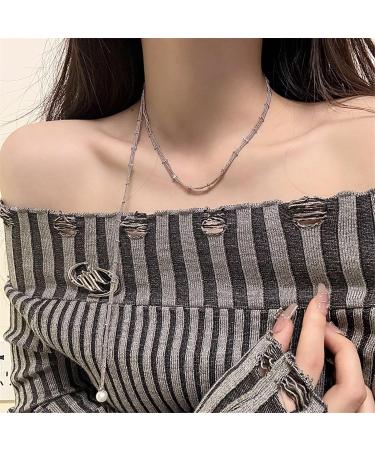 Oralgo Vintage Double-Layer Necklace with Imitation Pearl Fringes - Trendy & Elegant Fashion Accessory - Buy Online on GoSupps.com