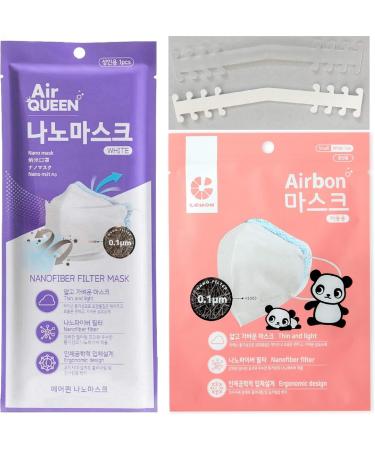 Buy 3-Layer Nano Fiber Face Masks - 10 Air Queen + 10 Airbon + 2 Ear Savers | Individually Packaged | Made in Korea | Global Shipping Available - Buy Online on GoSupps.com