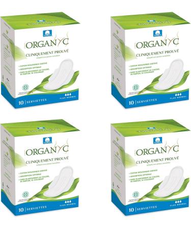 Organyc Night Pads with Wings - 100% Organic Cotton | 40 Pieces | Daily Hygiene Table Packs (4 x 10) - Eco-Friendly & Comfortable - Buy Online on GoSupps.com