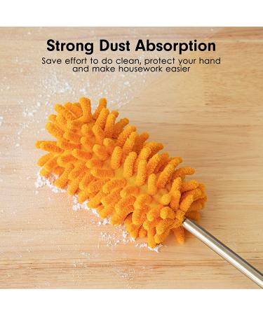 Microfiber Duster Kit - Hand Washable with 2 Replaceable Heads | Extendable Pole | Detachable for Home, Office, Car, Window, Furniture | Bright Orange - Buy Online on GoSupps.com