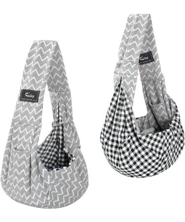 Cuby Dog & Cat Sling Carrier - Soft Cotton Pet Bag for Travel | Gray Stripes | 10x10x5 cm - Buy Online on GoSupps.com