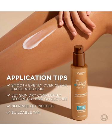 L'Oreal Paris Sublime Bronze Hydrating Self Tanning Serum-In-Lotion Self Tanner for Face and Body with Coconut Water and Hyaluronic Acid Provides Natural-Looking Color & 72 HR Hydration 5 Fl Oz - Buy Online on GoSupps.com
