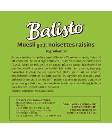 Balisto - Chocolate and Biscuit Bars Cereals Milk Hazelnuts and Grapes - 10 Bags of 18.5 g - 185 g - Buy Online on GoSupps.com