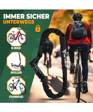 Mivelo High-Safety Bicycle Chain Lock - 100cm Long 8mm Hardened Steel Ideal for E-Bike MTB & Racing Bike - Secure Your Ride! - Buy Online on GoSupps.com