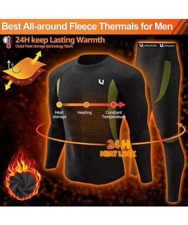 UNIQUEBELLA Men's Thermal Underwear Set - Fleece Sweat Quick Drying Base Layer - Black XX-Large - Buy Online on GoSupps.com