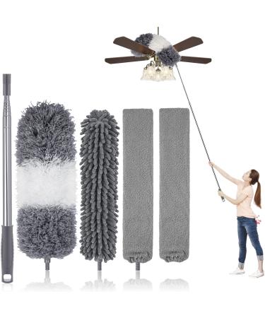 Dusters for Cleaning, Retractable Microfiber Gap Dust Cleaner with Extension Pole 30'' to 100'', Reusable Bendable Long Handle Feather Duster Kit for Cleaning High Ceiling Fan, Furniture, Blinds, Car 100"