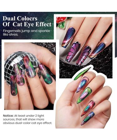 MIZHSE 9D Cat Eye Gel Nail Polish Set - 6 Colors with 2 Magnetic Sticks | Chameleon Galaxy Effect | Soak Off Nail Art Gift for Ladies - Buy Online on GoSupps.com