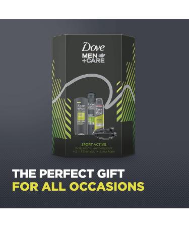 Dove Men+Care Sport Active Trio Gift Set - Body Wash, Shampoo & Conditioner, Anti-perspirant with Jump Rope - Perfect 3-Piece Gift for Him - Buy Online on GoSupps.com