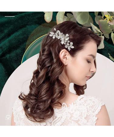 Norhogo Bride Wedding Hair Jewelry | Crystal Flower Headdress & Accessories for Women and Girls (Silver) - International Shipping Available - Buy Online on GoSupps.com