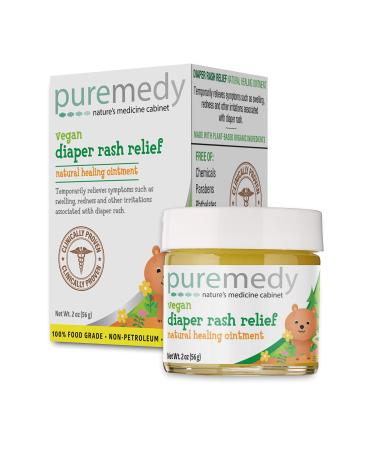 Puremedy Baby Diaper Rash Healing Ointment  All Natural Vegan Homeopathic Balm Soothes and Relieves Symptoms of Dry Itchy Flaky Red Skin - 2 oz (Pack of 1)