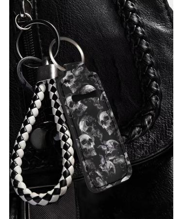 Cool Punk Skull Pattern Lip Gloss Tube Holder Keychain - Neoprene Chapstick Sleeve | International Shipping - Buy Online on GoSupps.com