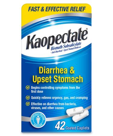 Kaopectate Multi-Symptom Anti-Diarrheal& Upset Stomach Reliever, 42 Caplets 42 Count (Pack of 1) New Version
