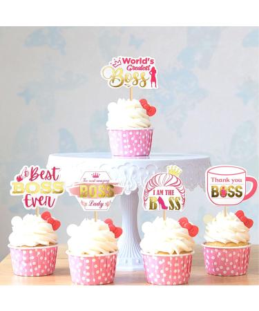 Blumomon Pack of 24 Happy Boss Day Cupcake Toppers Blue Boss Day Cupcake Toppers Best Boss Thank You Boss Cake Picks for Boss Theme Gender Reveal Birthday Party Cake Decoration Accessories Boss-2 - Buy Online on GoSupps.com