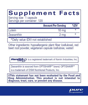 Pure Encapsulations Lutein/Zeaxanthin Supplement - 120 Capsules for Vision & Macula Health - Buy Online on GoSupps.com