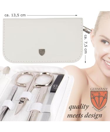 3 Swords Germany - brand quality 8 piece manicure pedicure grooming kit set for professional finger & toe nail care scissors clipper fashion leather case in gift box Made by 3 Swords (002037) WHITE - SYNTHETIC LEATHER - Buy Online on GoSupps.com