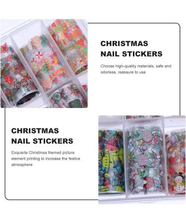 10 Sheets Christmas Nail Art Stickers Xmas Nail Decals Holiday Manicure Santa Stickers Snowflake Nail Art Stickers DIY Xmas Nail Art Tips Xmas Nail Stickers Halloween Nail Supplies - Buy Online on GoSupps.com