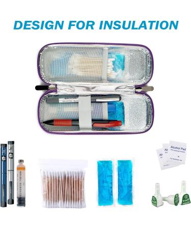 Onegenug Insulin Cooling Bag - Portable Eva Hardshell with 2 Cooling Packs for Insulin Pen & Syringes - Diabetic Accessories - Pure Purple - Buy Online on GoSupps.com