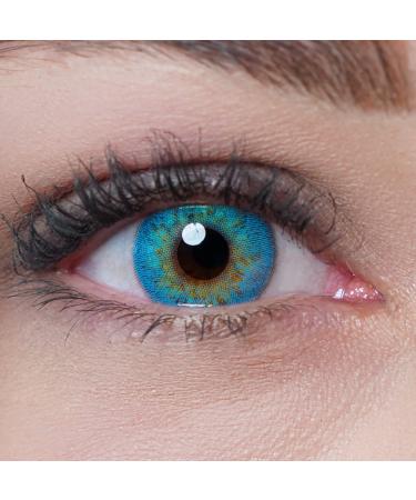 Charmiga contact lenses colored blue |Blue monthly lenses without strength |2 pieces of soft color lenses + containers tweezers inserting help |Strongly opaque |Cute Blue 0.00 Dioptria 2 pieces (1 Pack) - Buy Online on GoSupps.com
