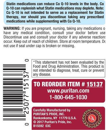 Puritan's Pride CoQ10 100mg - Heart Health Support, 240 Rapid Release Softgels - Buy Online on GoSupps.com