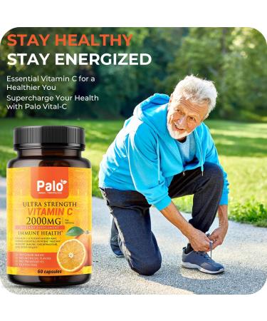 Palo Vital-C High-Potency Vitamin C Capsules for Immune Support, Antioxidant Protection & Skin Health 120 Vegan Capsules - Buy Online on GoSupps.com
