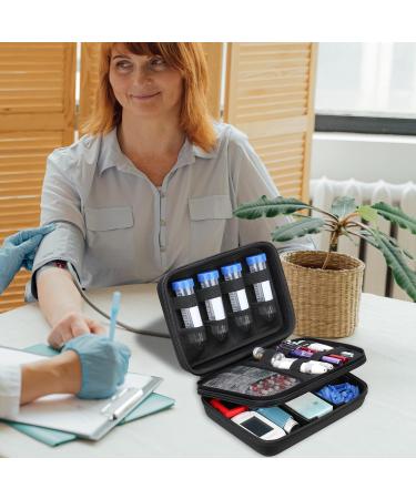 Canboc Diabetic Supplies Travel Case - Organizer for Glucose Meter, Test Strips, Lancets, Insulin Pens & More - Black - Buy Online on GoSupps.com