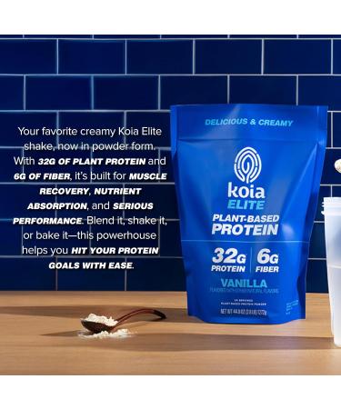 Koia Plant Based Protein Elite Powder, Vanilla, 32g Protein, 4g Sugar, 6g Prebiotic Fiber, Pre & Post Workout, 21 Vitamins & Minerals, Dairy-Free, Gluten-Free, Non-GMO, 24 Servings, 44.8 Oz - Buy Online on GoSupps.com