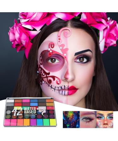 Couleur faciale - Water-based make -up | Couleur du visage bas sur l'eau | Palette de maquillage d'Halloween de 42 couleurs pour le corps du corps Couc sensible Skin pour Festival Aspect - Buy Online on GoSupps.com