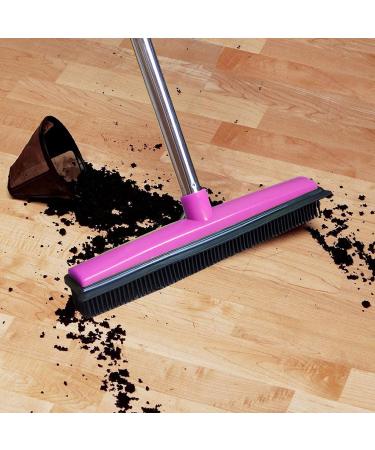 XHTLLO Multifunction Telescopic Floor Broom Pet Hair Dust Removal Cleaner Rubber Brush Head Easy To Cleaned Suitable for Floors Carpets(Pinkest) - Buy Online on GoSupps.com