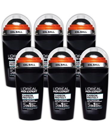 L'OR AL Loreal Men Expert Carbon Protect Roll-On Roll-On Deodorant Pack of 6 50 ml