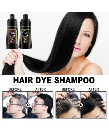 Hair dye shampoo natural plant extract formula -30 minutes worry free hair dyeing (Black) - Buy Online on GoSupps.com