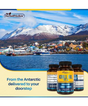 HerballMedick Krill Oil 500mg - Omega 3 Fatty Acid Heart Health & Joint Support Supplement with Antioxidant for Cholesterol, Brain, and Eye Health - Buy Online on GoSupps.com