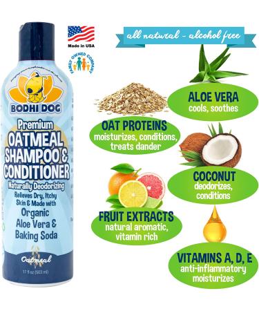 Organic Oatmeal Dog Shampoo & Conditioner | Deodorizing Formula for Pets | Soothes Dry Itchy Skin | 17oz - Buy Online on GoSupps.com