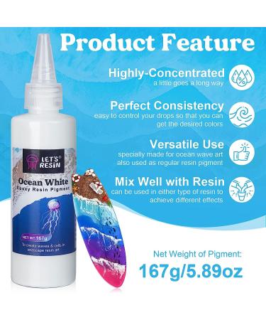 LET'S RESIN Ocean White Epoxy Resin Pigment 167g - UV Resistant Concentrated Paste for 3D Flower Coasters - Buy Online on GoSupps.com