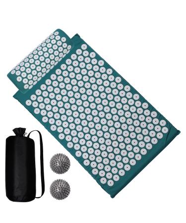 Vinteam acupressure acupressure acupressure with pillows acupressure set acupuncture acupuncture patties including neck pillow transport bag massage mat for self-healing massage ball for men and women green