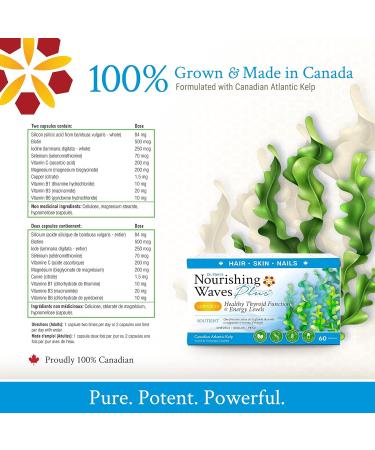 Dr Klein's Nourishing Waves Plus. Hair Skin and Nails Vitamins. Helps Maintain Healthy Hair Skin and Nails with Biotin Vitamin B Complex with B1 B3 B6. Thyroid Support Supplement With Kelp Iodine & Silicon. 60 Capsules (Pack of 1) 60 count (Pack of 1) - Buy Online on GoSupps.com