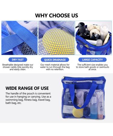 Portable Shower Mesh Caddy Bag for Travel and Swimming - Quick Dry Toiletry Organizer with Zipper (Dark Blue) - Buy Online on GoSupps.com