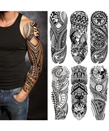 Fake Totem Sleeve Tattoos Stickers  6-Sheet Full Arm Tribal Totem Temporary Tattoos Sleeves for Adult Kids Women Makeup