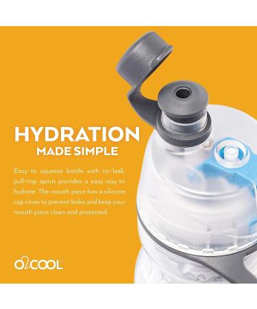 O2COOL Mist 'N Sip Misting Water Bottle 2-in-1 Function | No Leak Pull Top Spout | 20 oz Reusable Sports Water Bottle (Baseball) - Buy Online on GoSupps.com