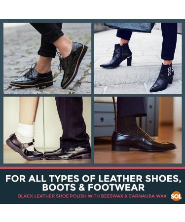 SOL 3pk Black Shoe Polish - 50ml Tins with Beeswax & Carnauba Wax for Lasting Shine | Black Boot & Leather Shoe Polish for Care - Buy Online on GoSupps.com