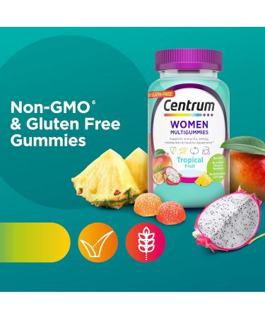 Centrum Women's Multivitamin Gummies - 150 Count Tropical Fruit Flavors, Natural Ingredients - 75 Day Supply - Buy Online on GoSupps.com